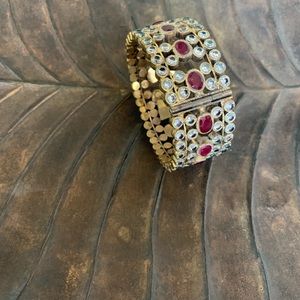 Gold Plated zircon and ruby cuff bracelet